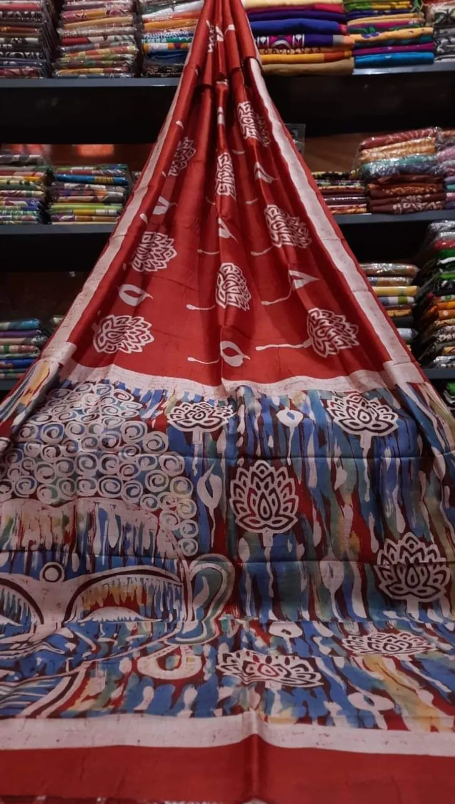 Hand Painted Batik Pure Silk Mark Certified Bishnupuri Silk Sarees